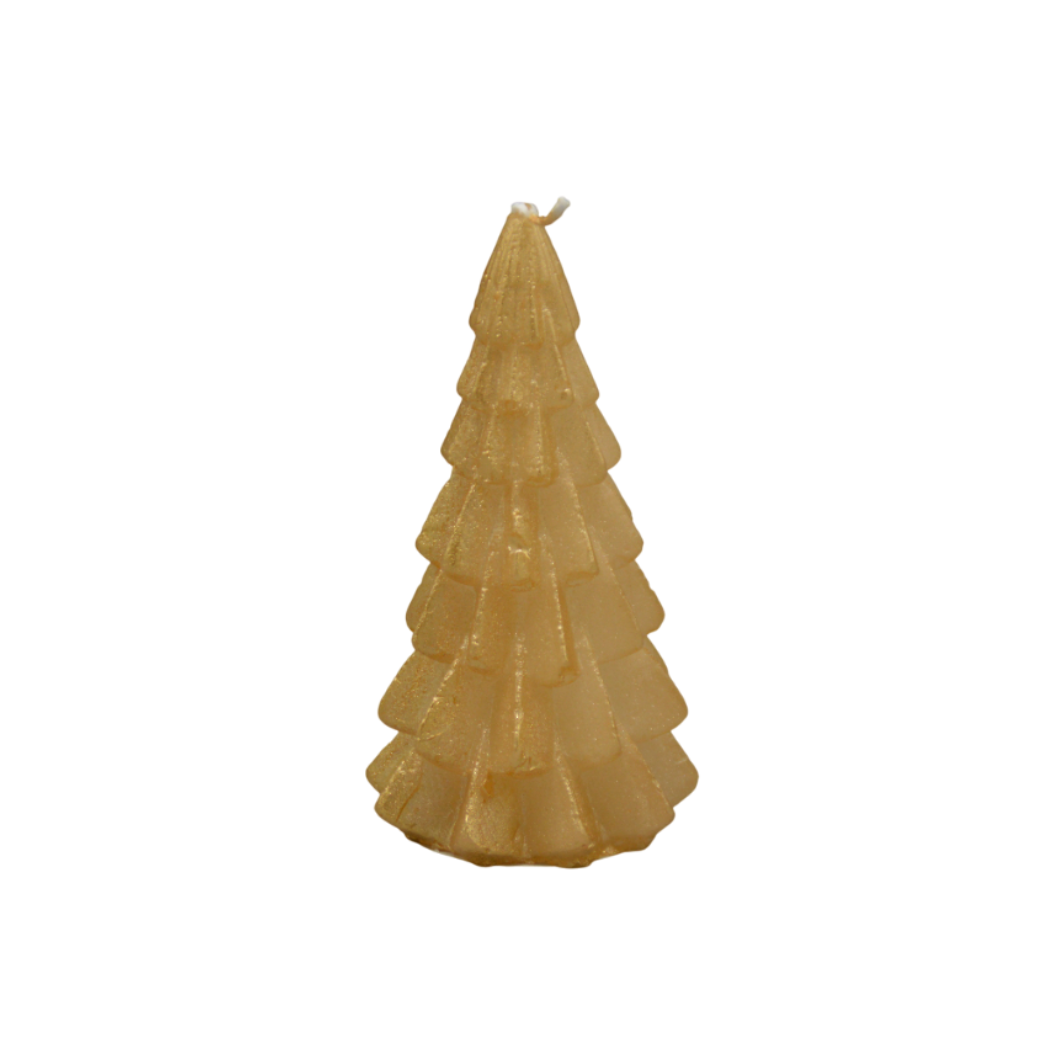 Rustik lys - Kerstboom Kaars - Goud