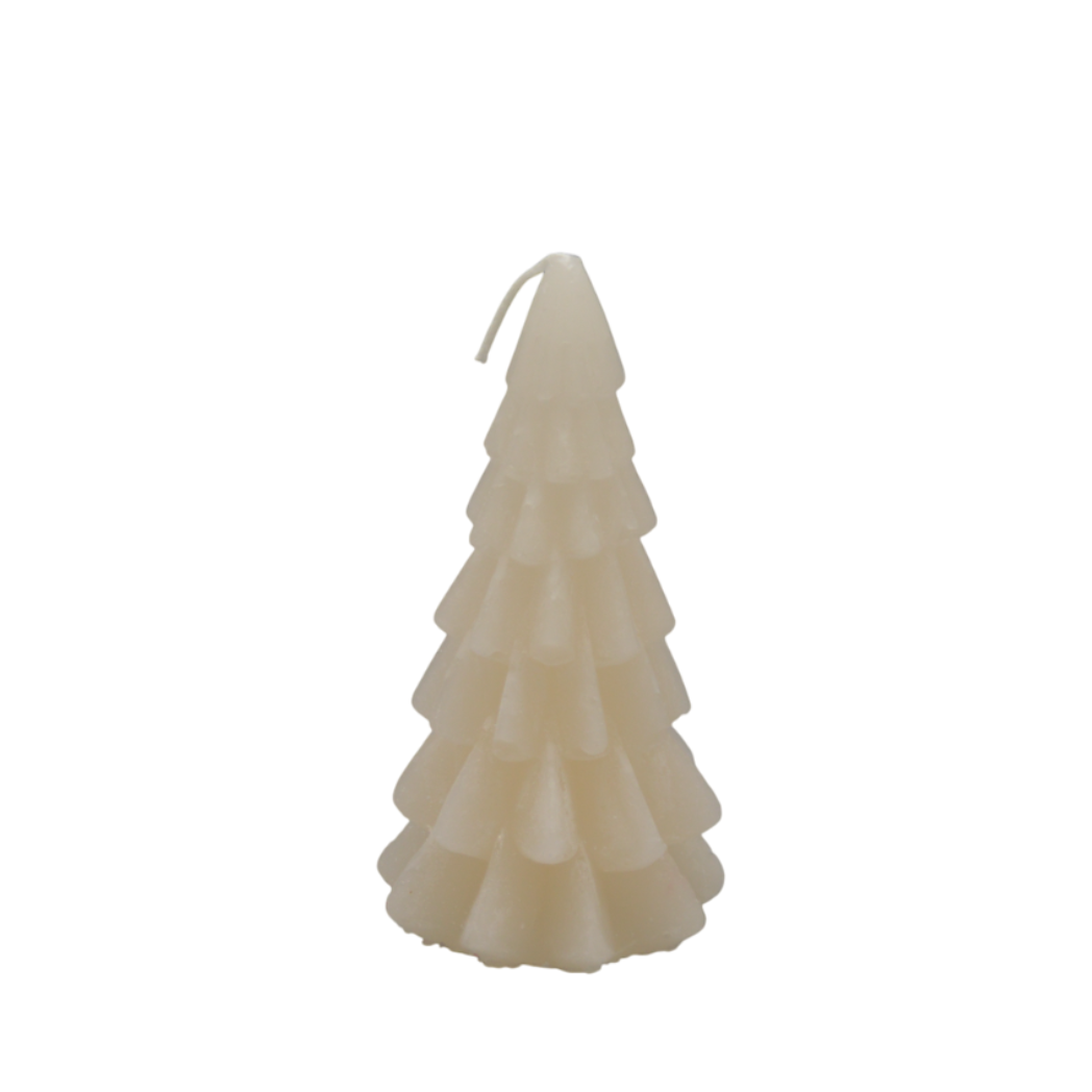 Rustik lys - Kerstboom Kaars - Wit