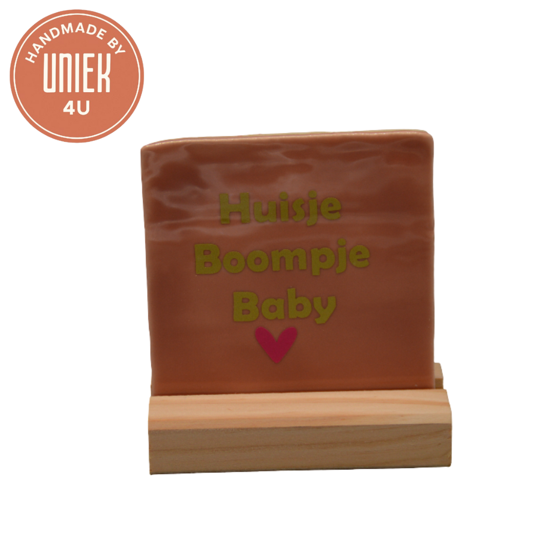 Uniek - Tegeltje - Huisje boompje baby - Oud rose