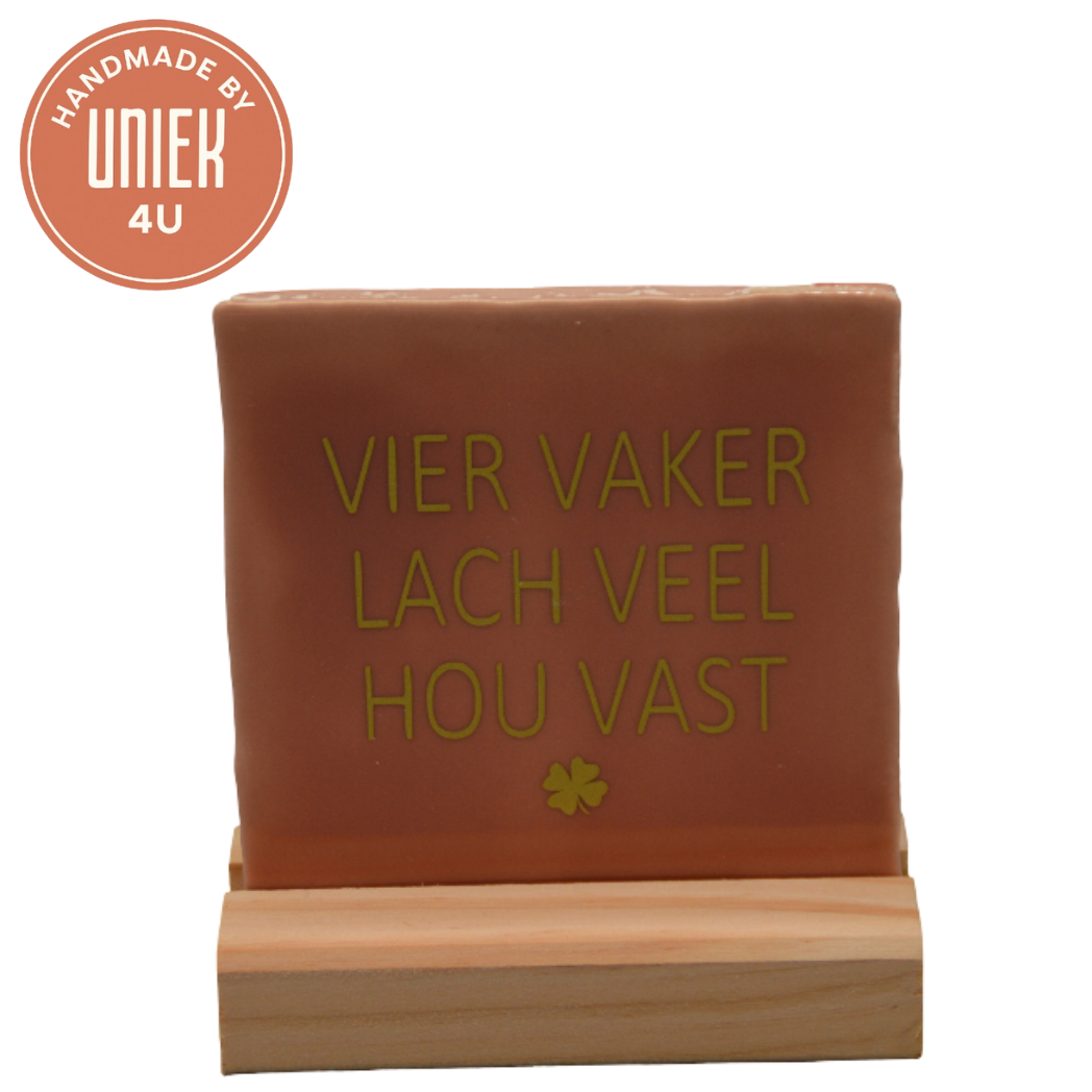 Uniek - Tegel - Vier vaker lach veel hou vast - Oud rose