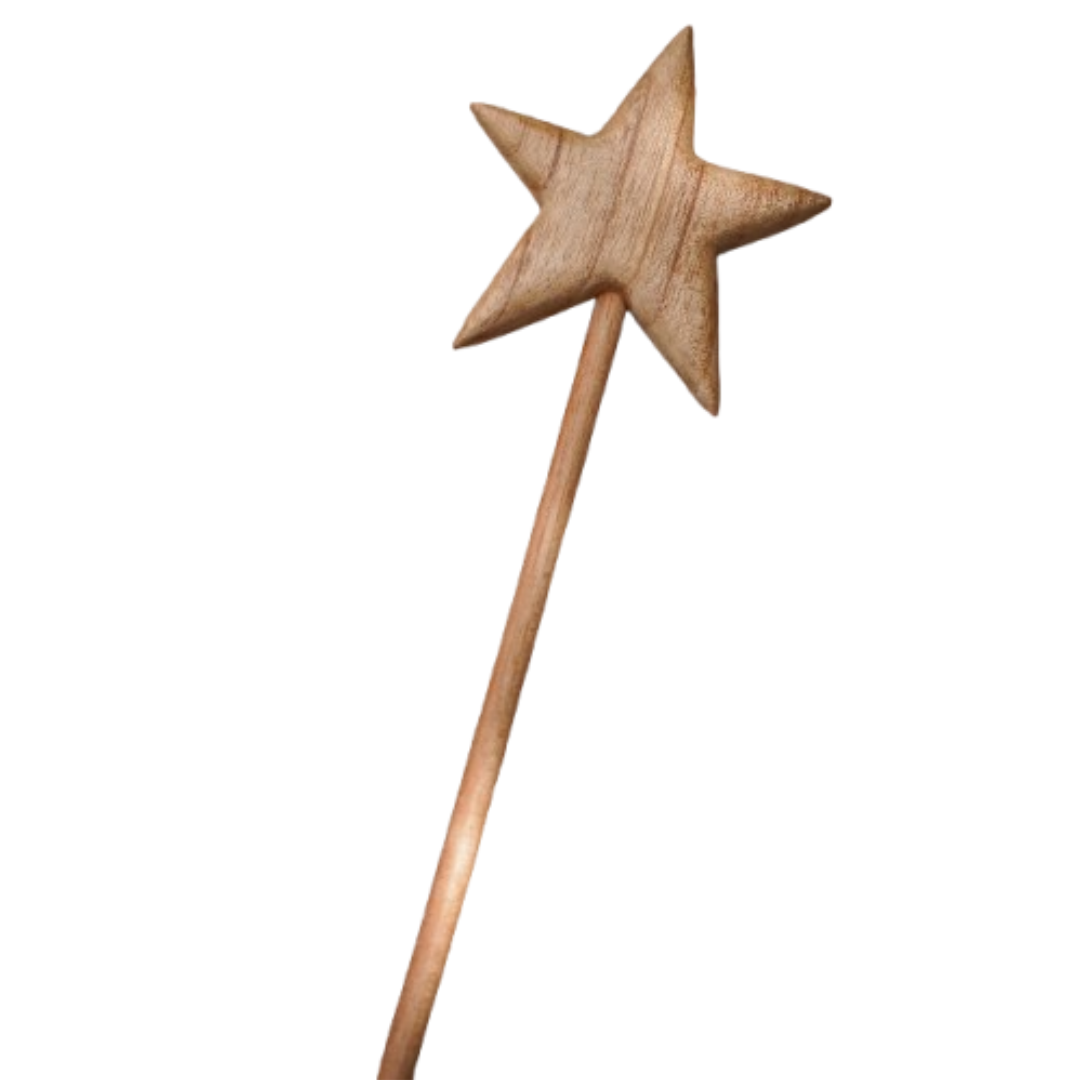 Hippie Monkey - Handgemaakte toverstaf met ster - Naturel