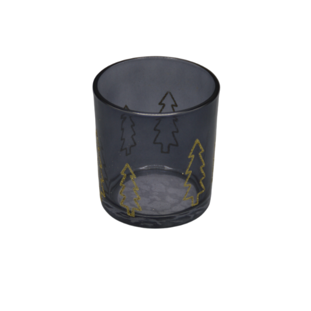 DIJK - Waxine kaars - Blauw met gouden dennen