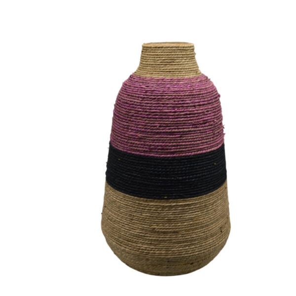 Dijk vaas bamboe zeegras naturel paars zwart 42x25 cm ronde vorm