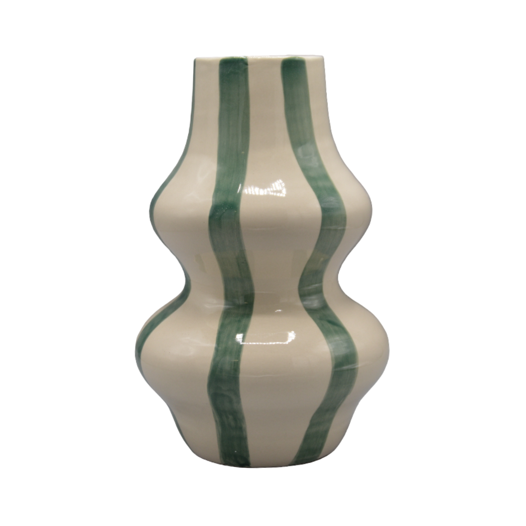 DIJK-Bubbelvormige vaas - wit groen