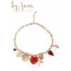 By Jam Gioielli bedelketting hart en roos multicolor sieraad