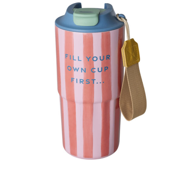 RICE thermobeker roze 550 ml Organic Stripes print