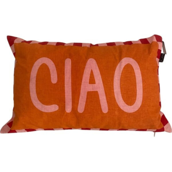 Ciao kussen Mica 55x35 cm oranje rood roze decoratief kussen