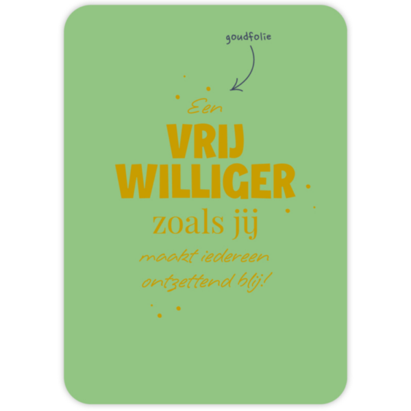 Givex wenskaart vrijwilliger groen met gouden tekst 15x10,5 cm