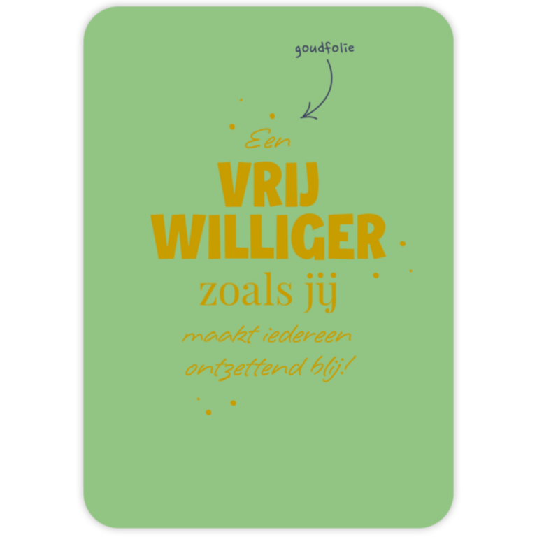 Givex wenskaart vrijwilliger groen met gouden tekst 15x10,5 cm