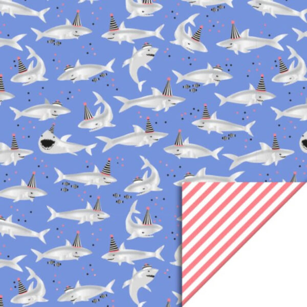 Shark Stripe inpakpapier blauw grijs FSC-gecertificeerd