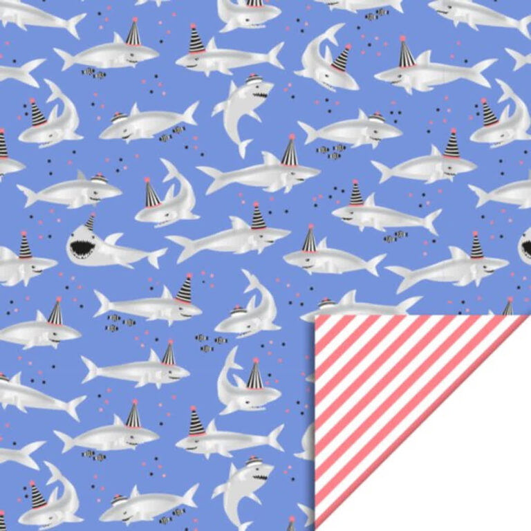 Shark Stripe inpakpapier blauw grijs FSC-gecertificeerd