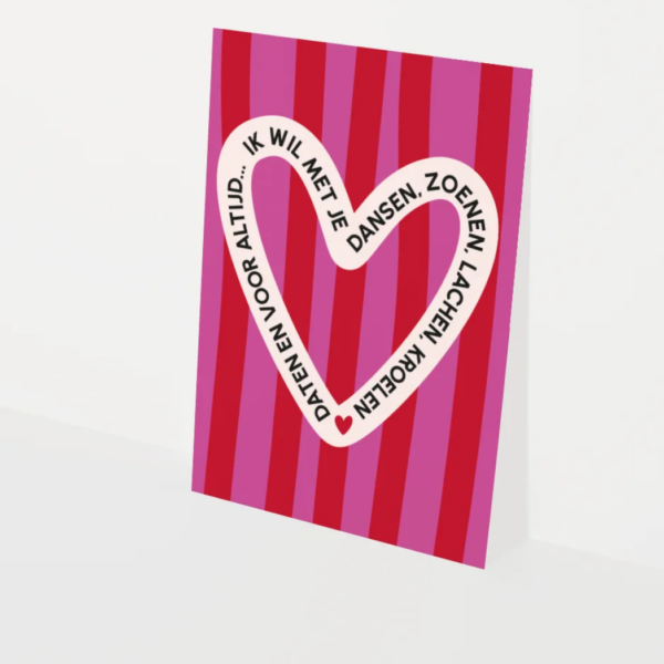 Hey Day kaart ik wil met je dansen met romantische en speelse tekst