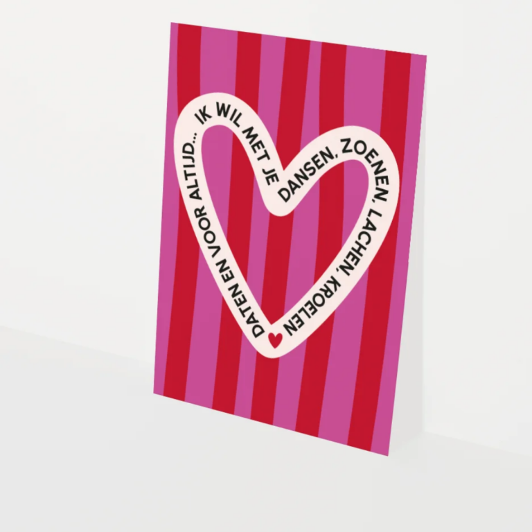 Hey Day kaart ik wil met je dansen met romantische en speelse tekst