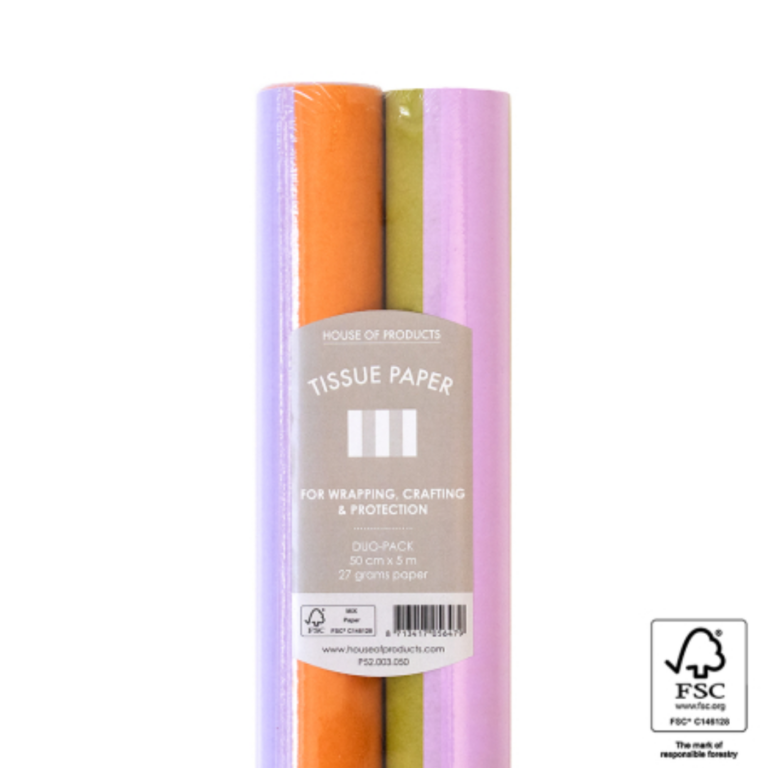 House of Products tissue paper duo-pack oranje groen paars FSC-gecertificeerd