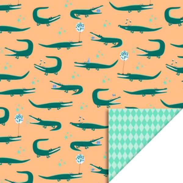 House of Products inpakpapier Crocodile oranje groen FSC-gecertificeerd