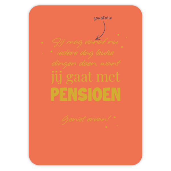 Givex wenskaart pensioen rood met gouden letters feestelijke wenskaart