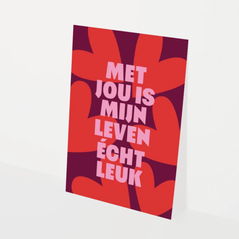 Hey Day Met Jou kaart rood roze liefdevolle wenskaart