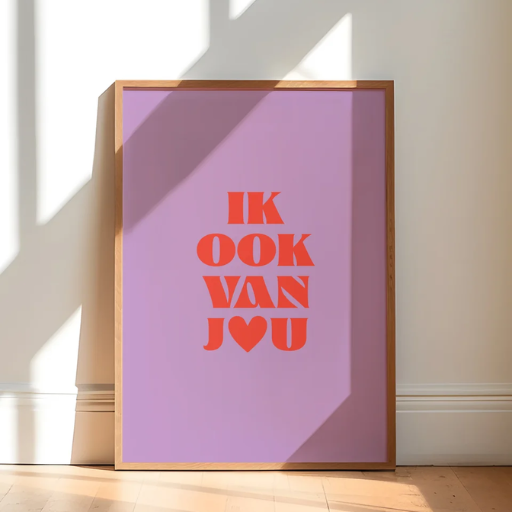 Paarse poster ‘Ik ook van jou’ van Heyday